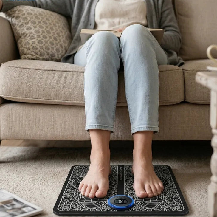Massageador EMS para Pés – Elimine Dor, Inchaço e Cansaço em Minutos