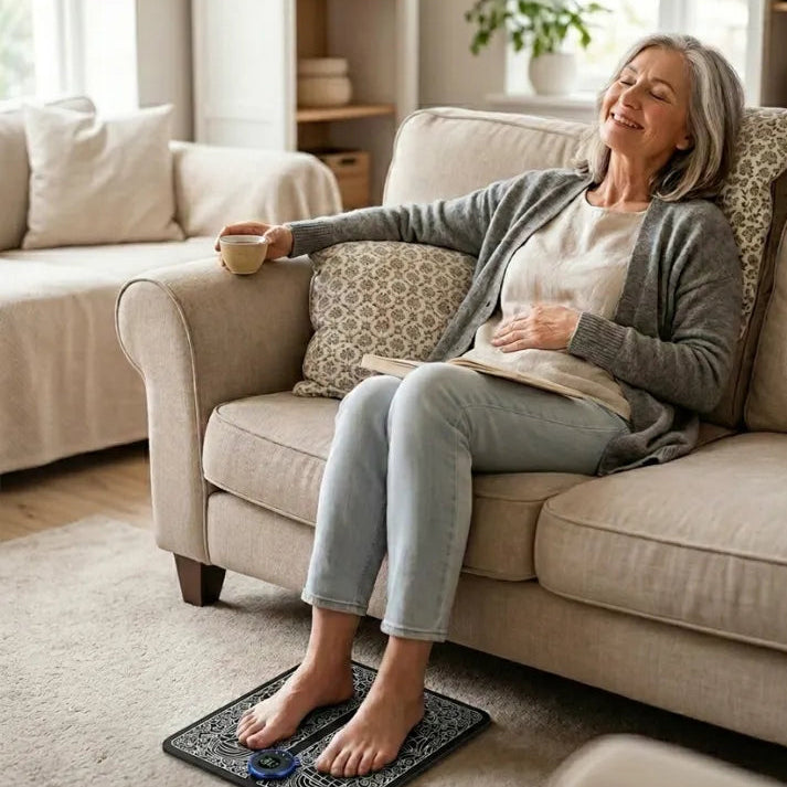 Massageador EMS para Pés – Elimine Dor, Inchaço e Cansaço em Minutos