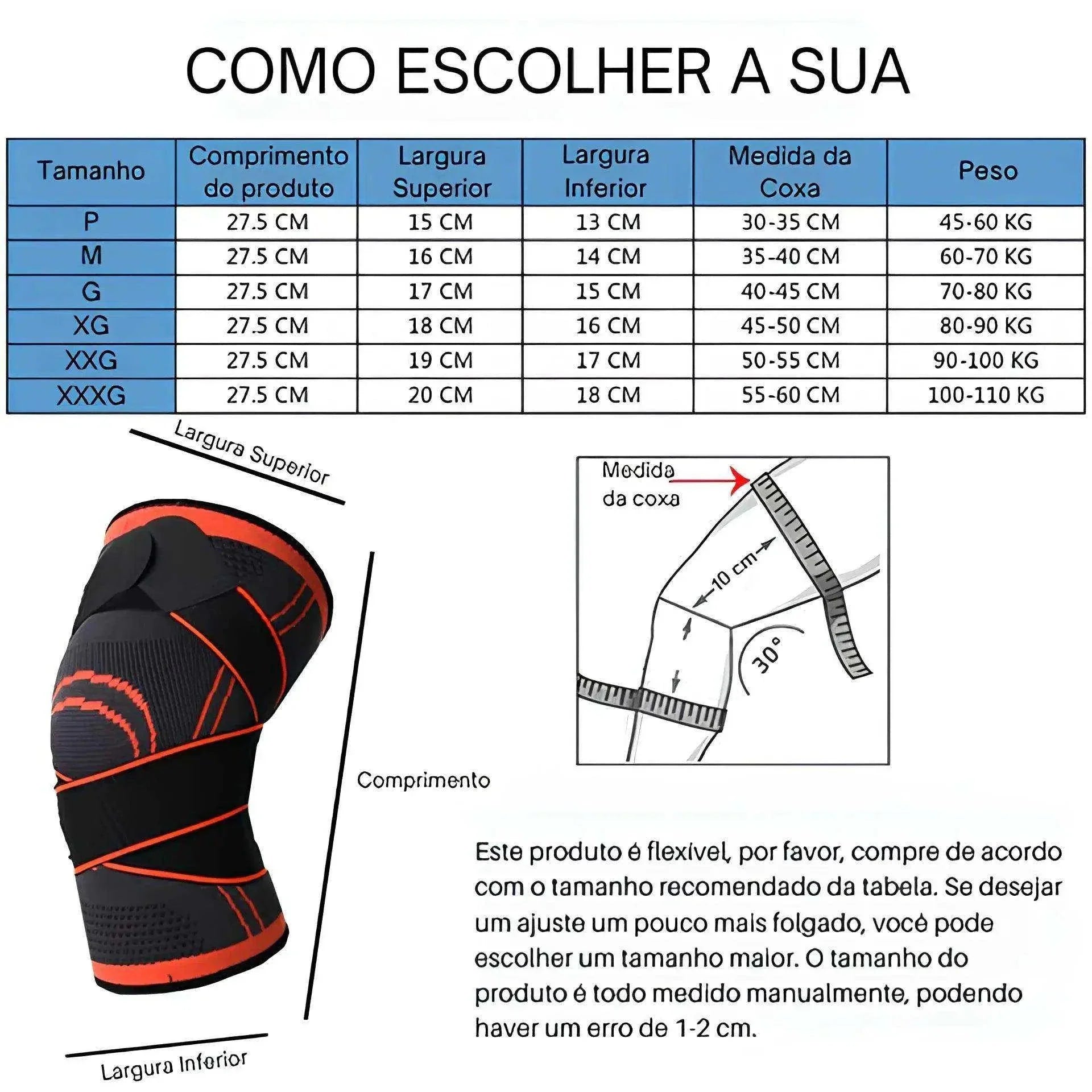 Joelheira de Alta Compressão Com Velcro